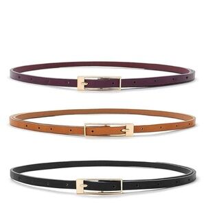 3Pcs Square Buckle Skinny Belts